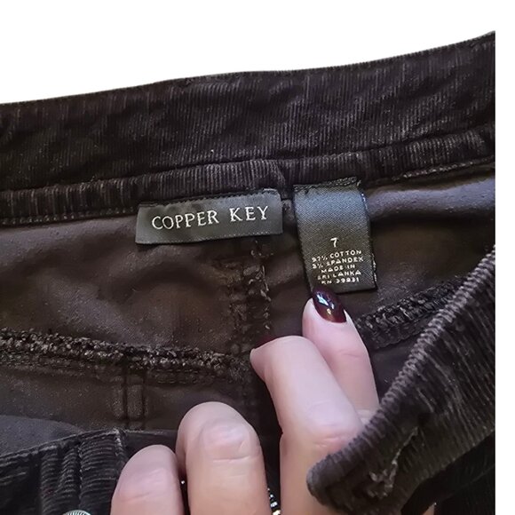 COPPER KEY Brown Corduroy Mini Skirt sz 7 - Picture 7 of 8